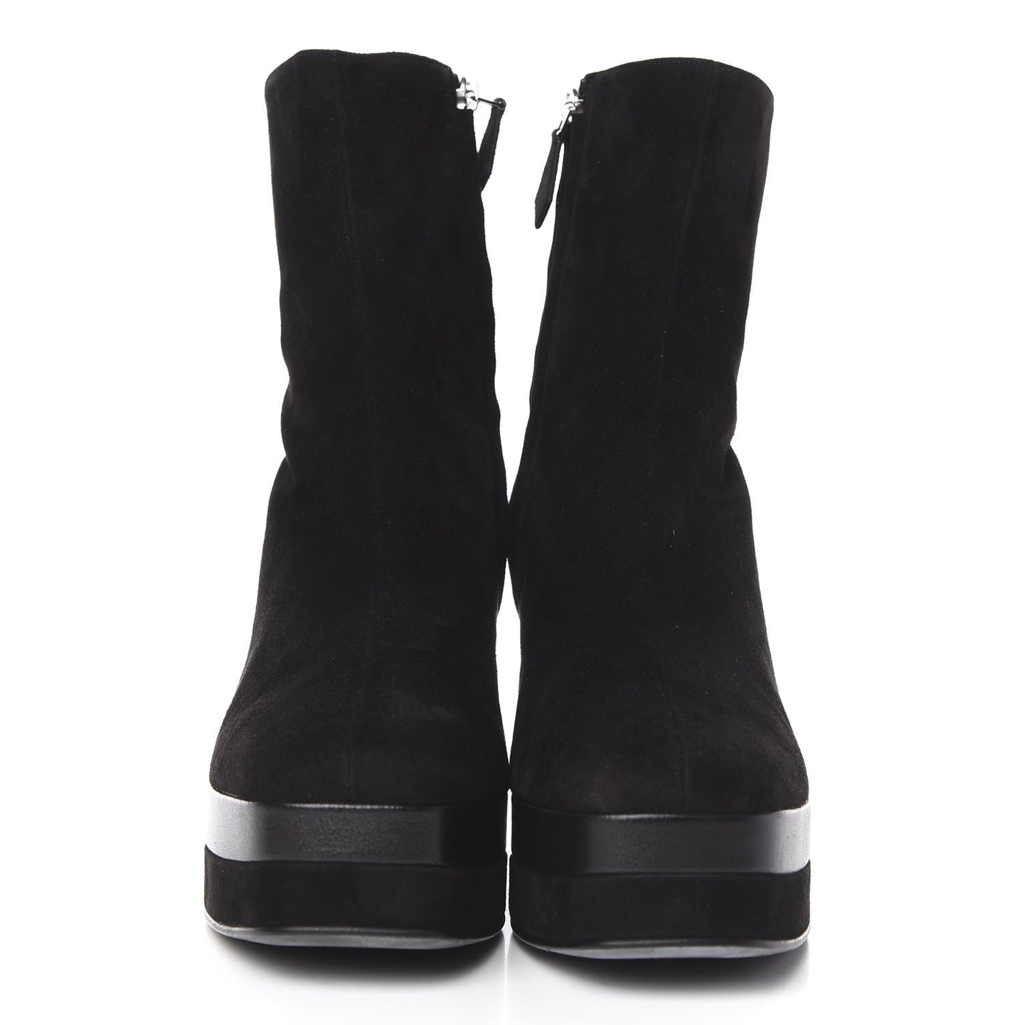 Suede Goatskin Womens Wedge Boot 39 Black