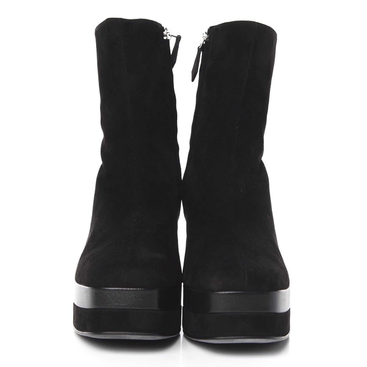 Hermes Suede Goatskin Womens Wedge Boot 39 Black 2 of 10