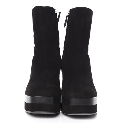 Hermes Suede Goatskin Womens Wedge Boot 39 Black 2 of 10