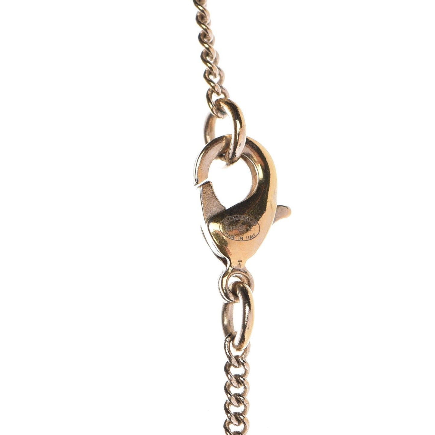 Baguette Crystal Quilted CC Pendant Necklace Gold