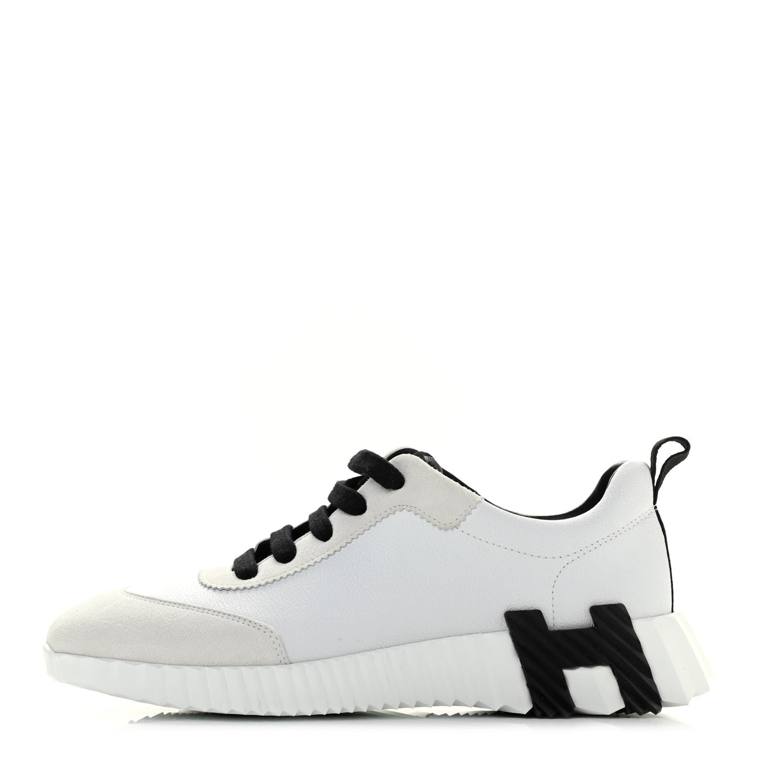 Hermes Goatskin Suede Goatskin Bouncing Sneakers 37 White Black 1 of 9