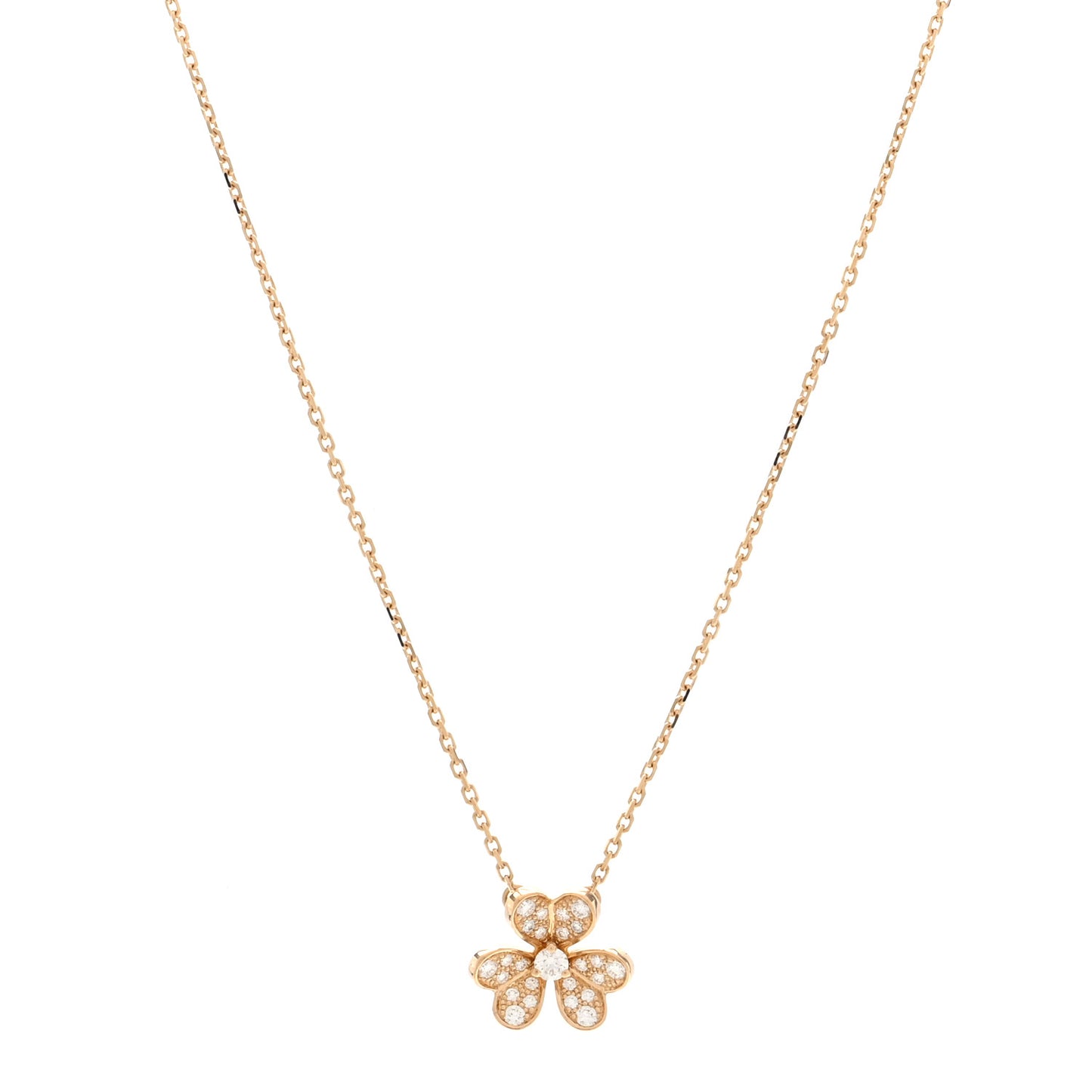 18K Yellow Gold Diamond Mini Frivole Pendant Pave Necklace