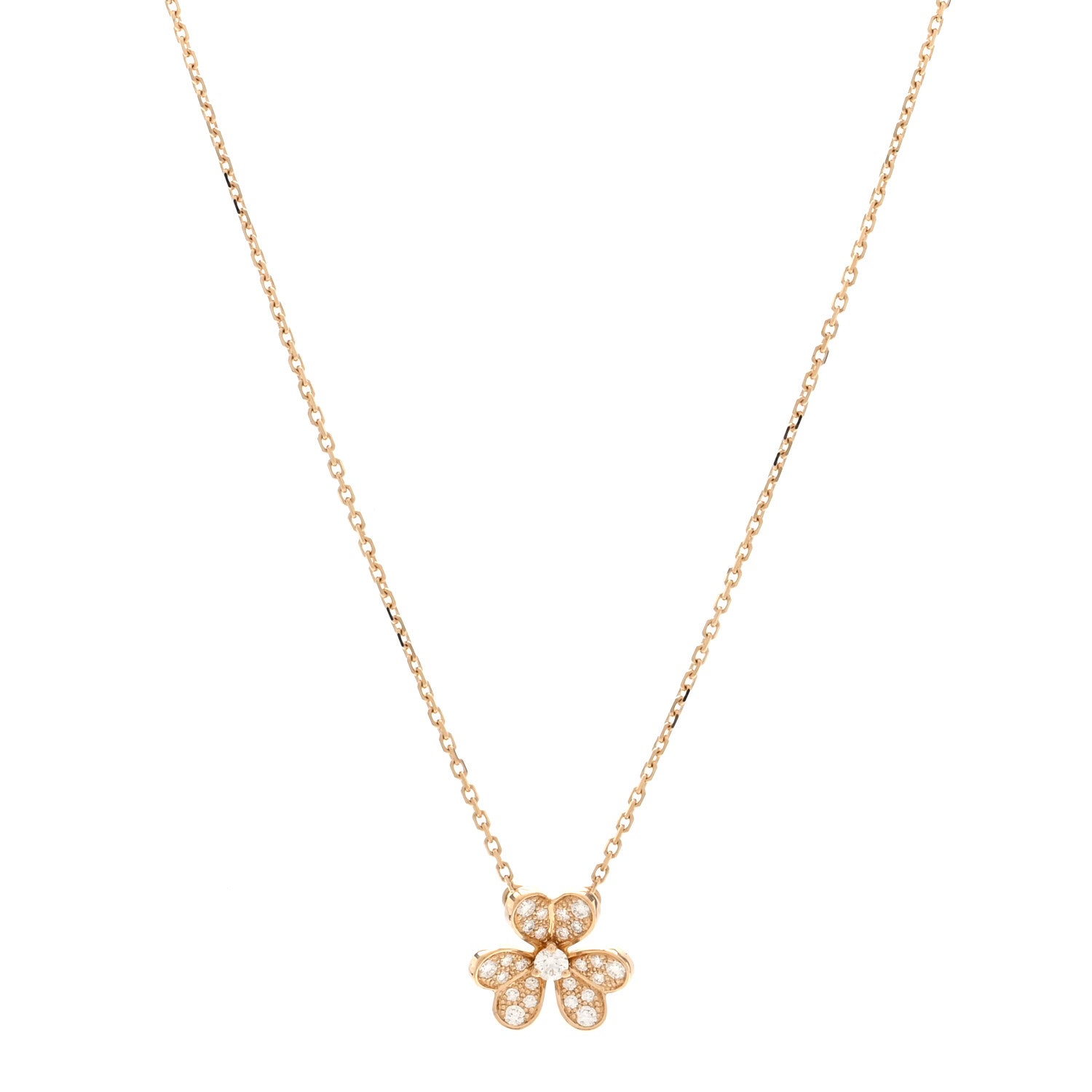 Van Cleef & Arpels 18K Yellow Gold Diamond Mini Frivole Pendant Pave Necklace 1 of 5