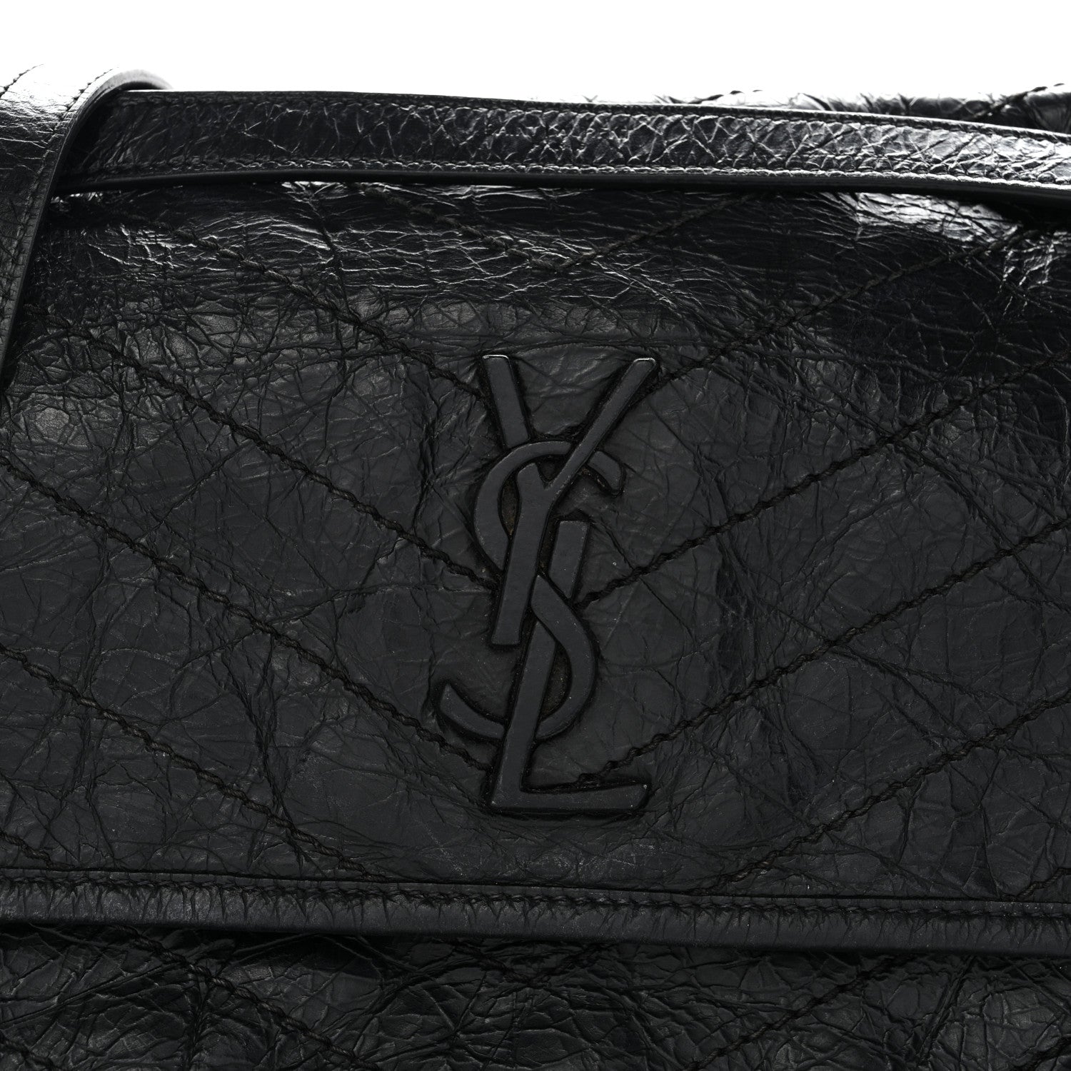 Saint Laurent Crinkled Calfskin Matelasse Monogram Medium Niki Chain Satchel Black 9 of 11