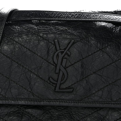 Saint Laurent Crinkled Calfskin Matelasse Monogram Medium Niki Chain Satchel Black 9 of 11