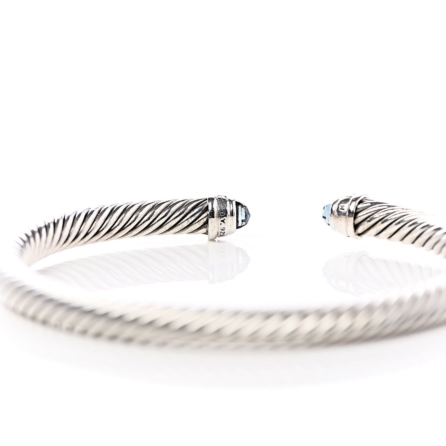 Sterling Silver Diamond Blue Topaz 5mm Cable Classics Bracelet