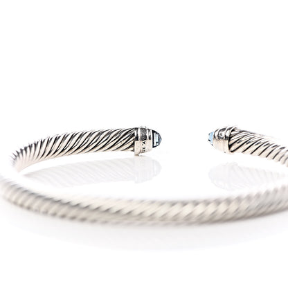 David Yurman Sterling Silver Diamond Blue Topaz 5mm Cable Classics Bracelet 4 of 6