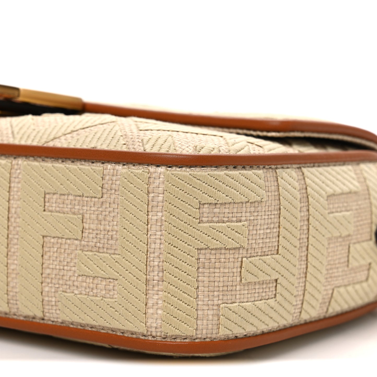 Raffia Vitello King Lucido FF Embroidered Baguette Alchemy Brandy