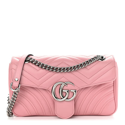 Gucci Calfskin Matelasse Small GG Marmont Shoulder Bag Wild Rose 1 of 15