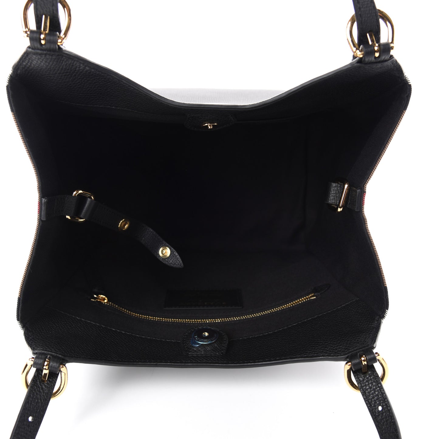 Grainy Calfskin House Check Small Canterbury Black