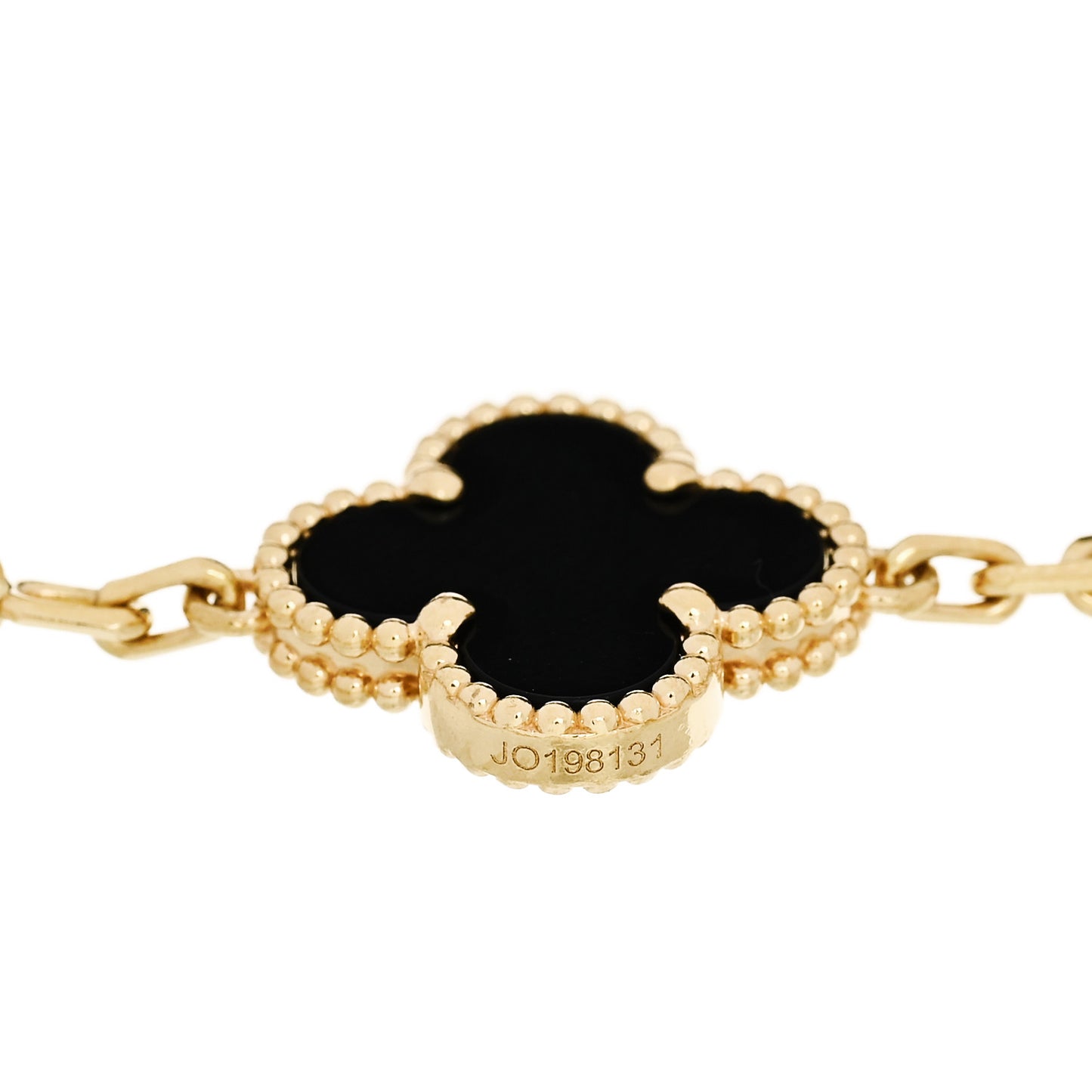 18K Yellow Gold Black Onyx 5 Motifs Vintage Alhambra Bracelet