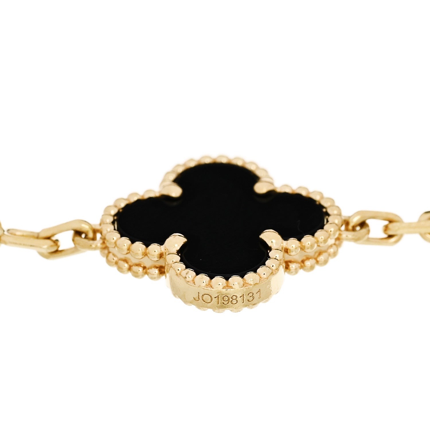 Van Cleef & Arpels 18K Yellow Gold Black Onyx 5 Motifs Vintage Alhambra Bracelet 4 of 5