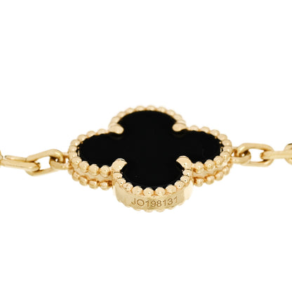 Van Cleef & Arpels 18K Yellow Gold Black Onyx 5 Motifs Vintage Alhambra Bracelet 4 of 5