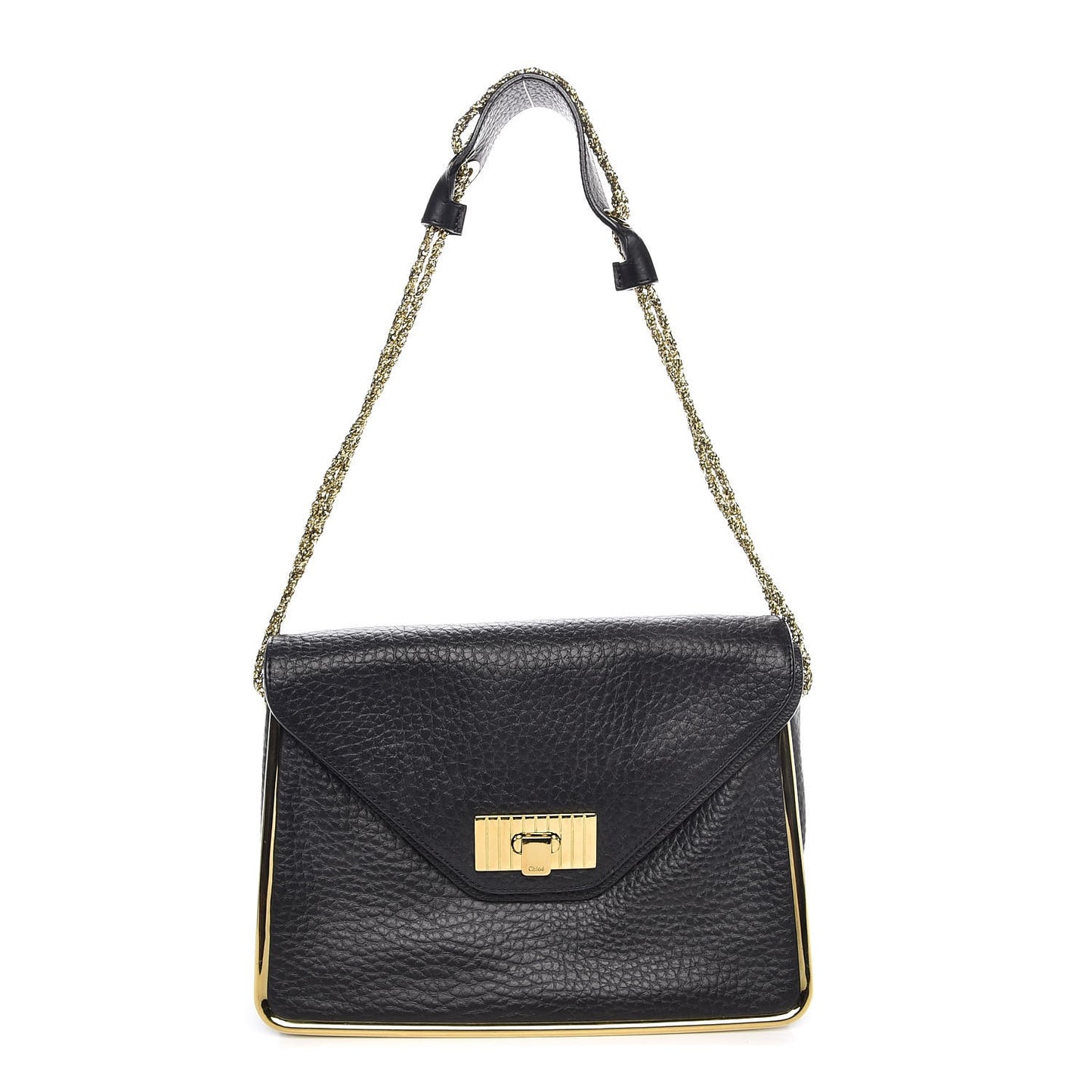 Grained Calfskin Medium Sally Flap Bag Black