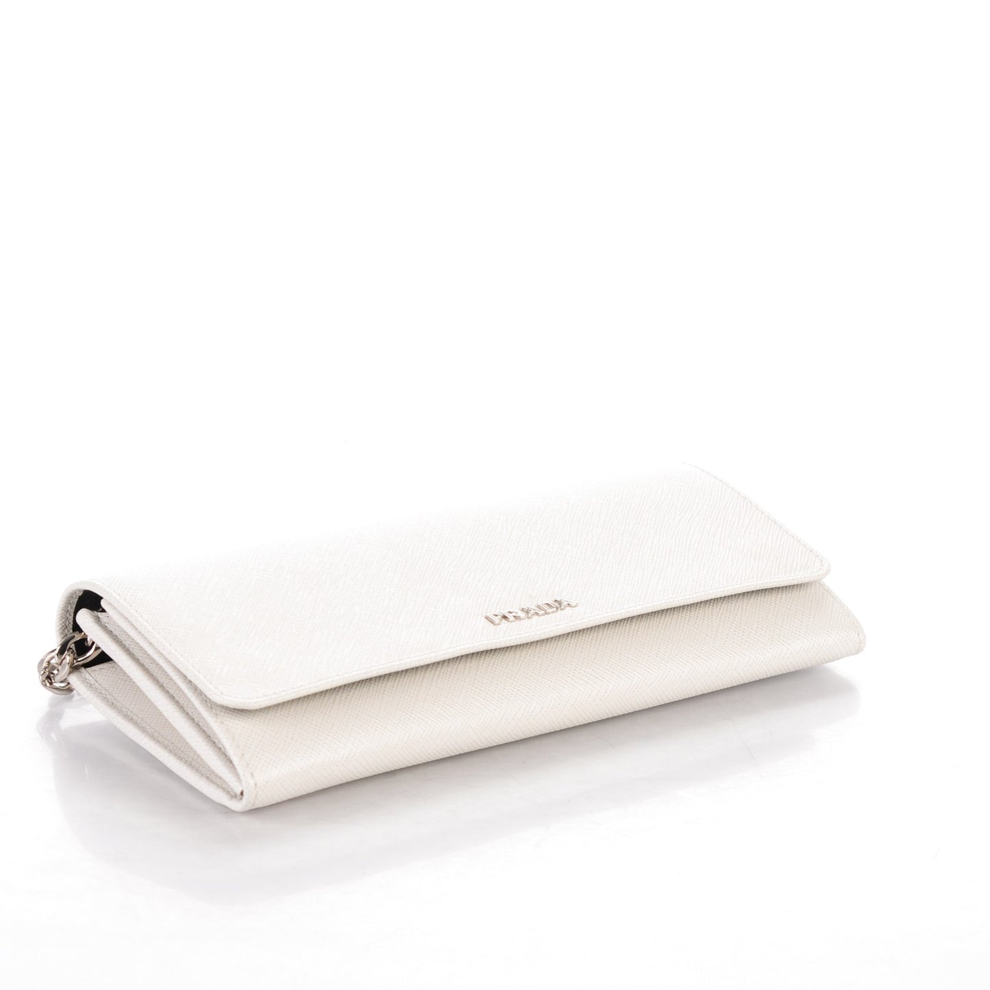 Saffiano Bi-Color Chain Wallet Talco Nero Black