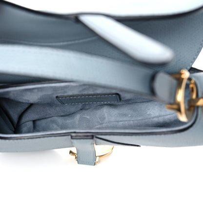 Christian Dior Grained Calfskin Mini Saddle Bag Sky Blue 5 of 13