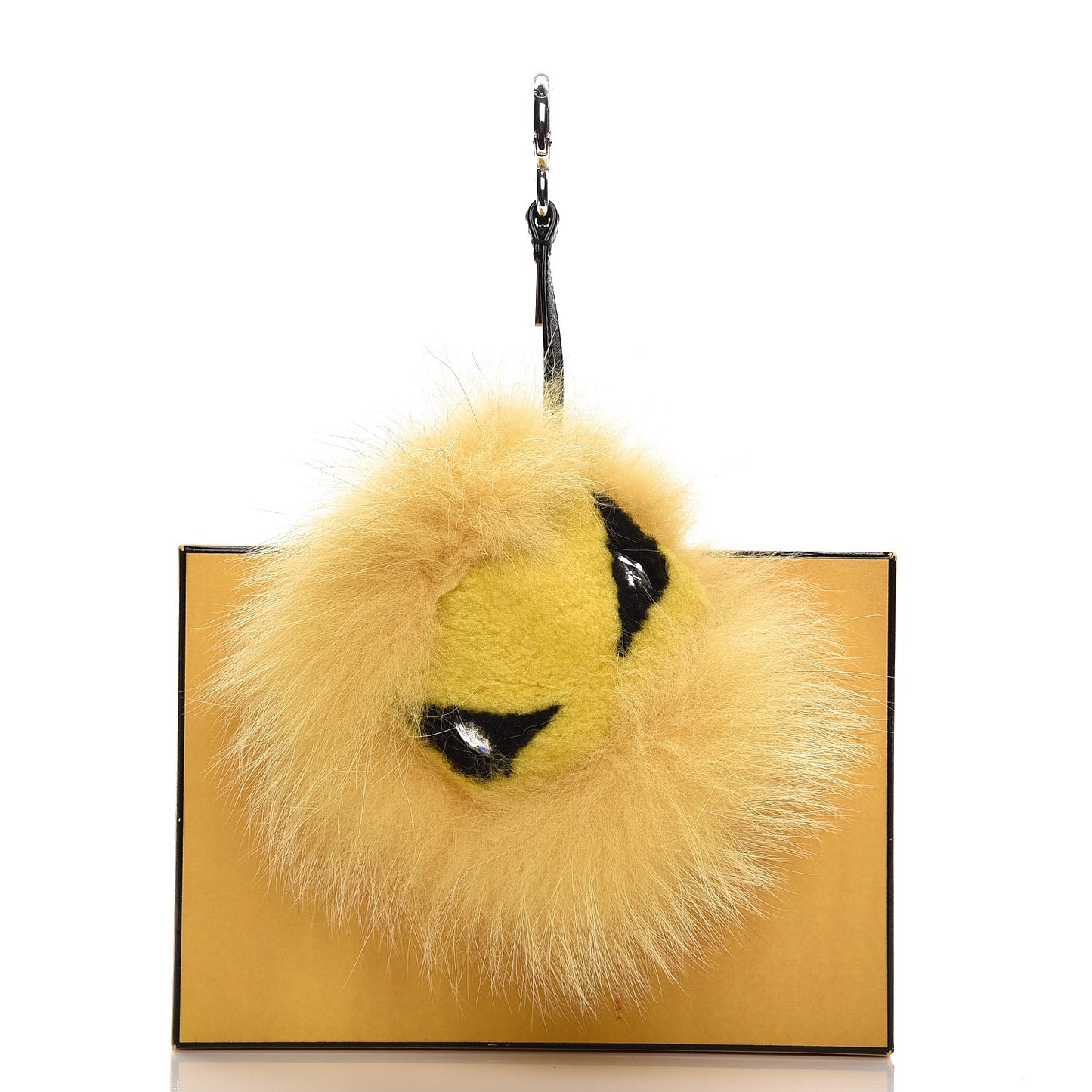 Fox Fur Shearling Crystal Eye Tria Monster Bag Bug Charm Yellow