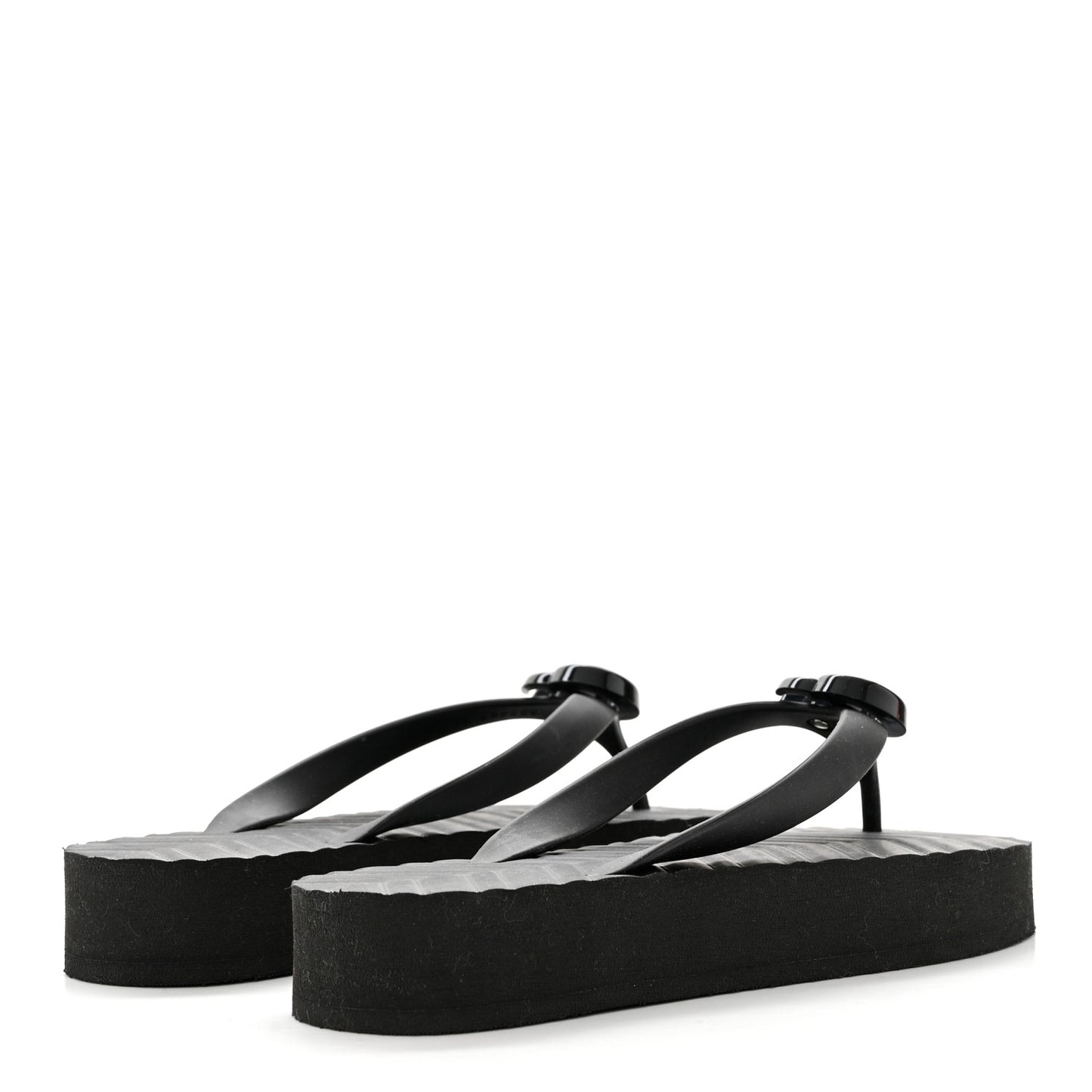 Rubber Chevron Womens GG Thong Sandals 38 Black