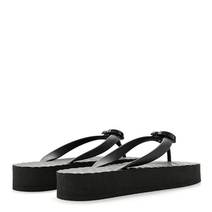 Gucci Rubber Chevron Womens GG Thong Sandals 38 Black 4 of 8