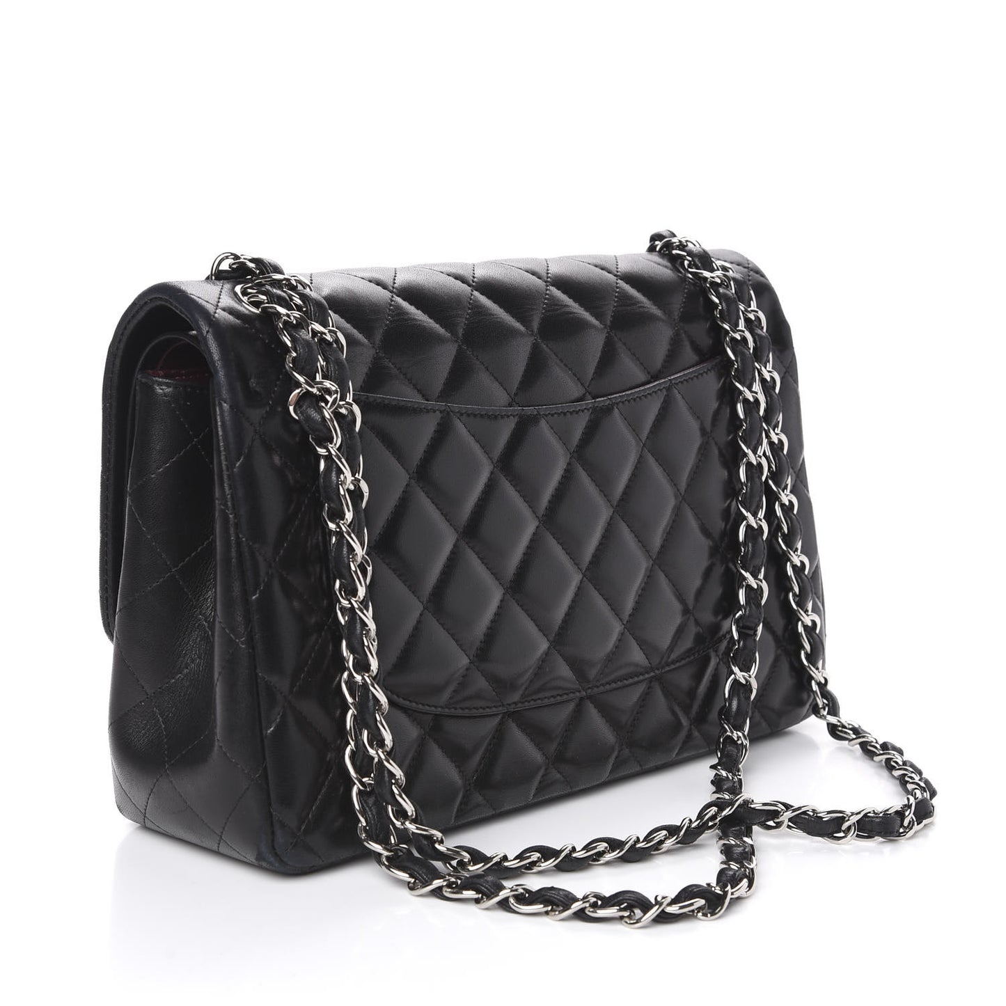 Lambskin Quilted Jumbo Double Flap Black