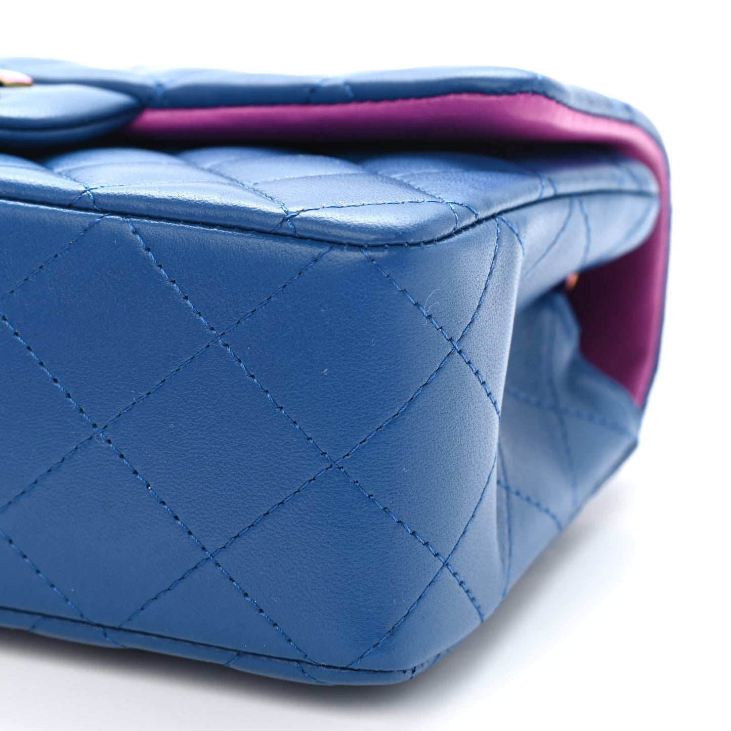 Lambskin Quilted Mini Rectangular Flap Blue Purple