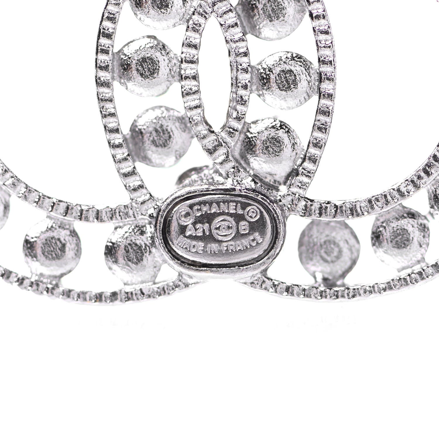 Chanel Crystal CC Earrings Silver 4 of 4