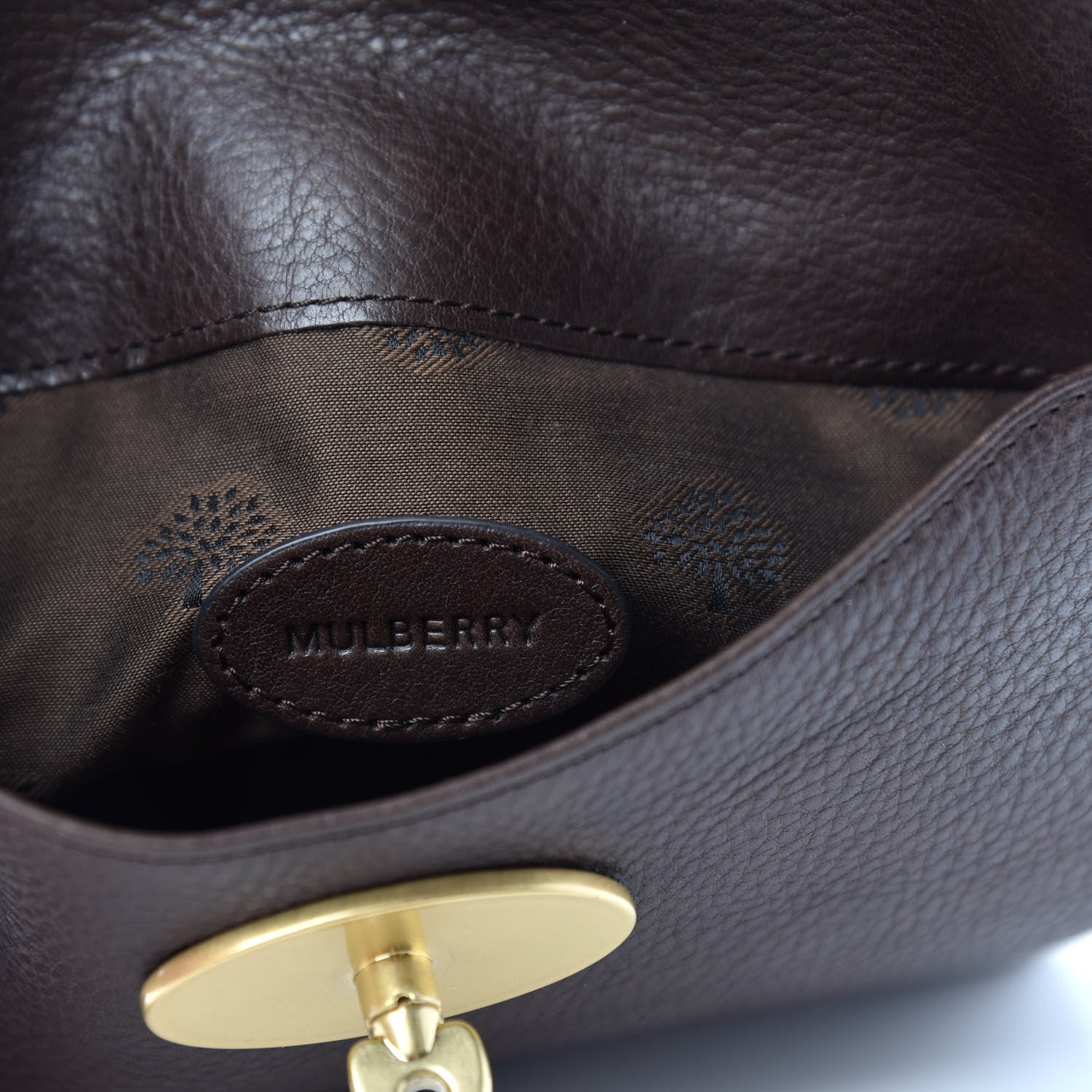 Mulberry Small Classic Grain Calfskin Darley Cosmetic Pouch Chocolate 6 of 7