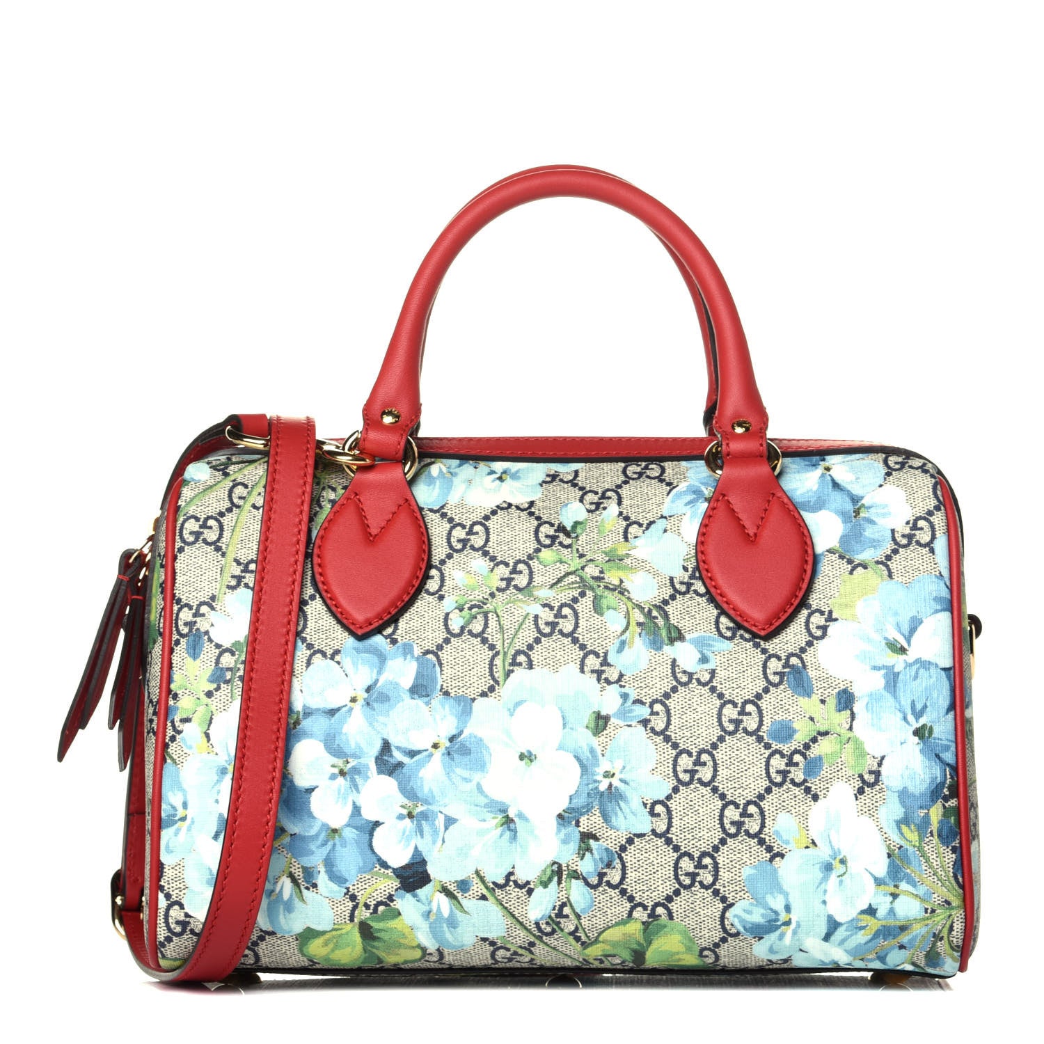 Gucci GG Supreme Monogram Blooms Small Boston Beige Blue Navy Hibiscus Red 1 of 10