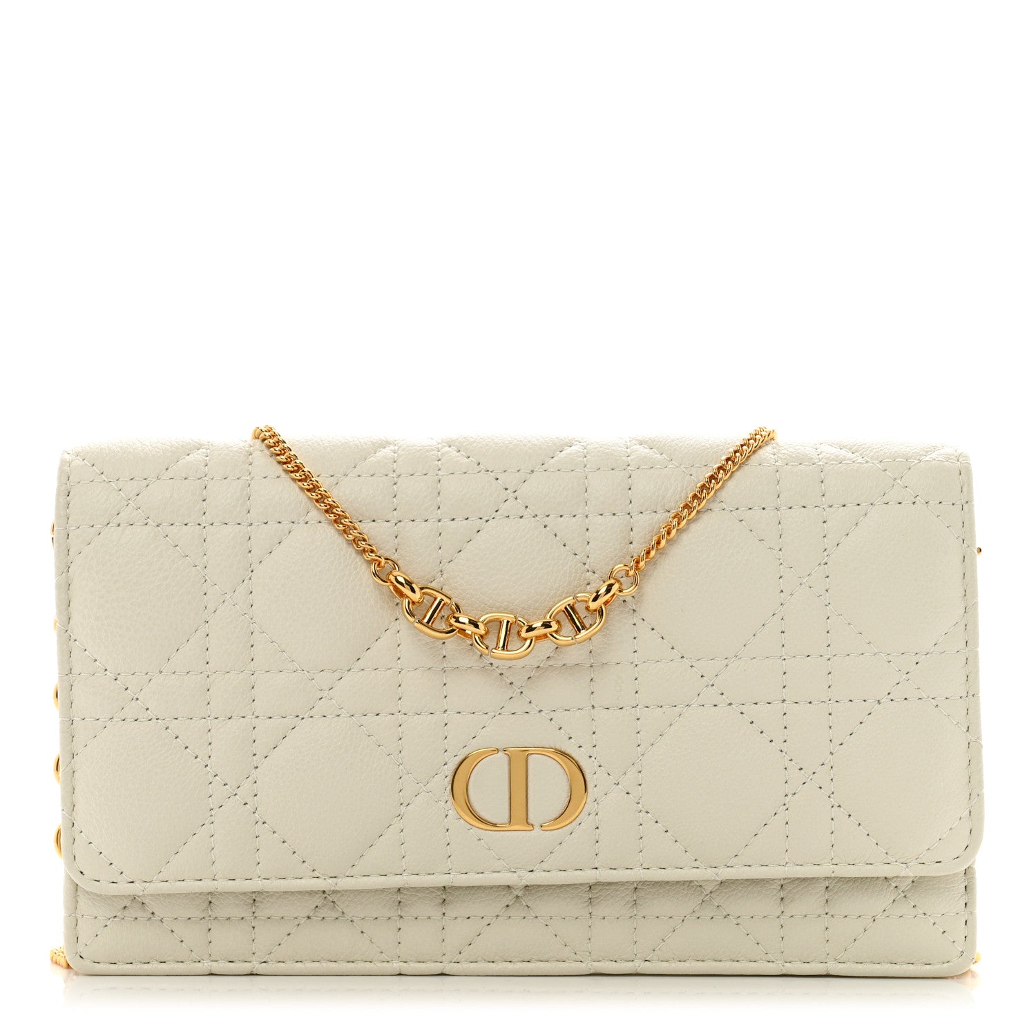 Christian Dior Supple Calfskin Caro Pouch with Chain Latte 1 of 12