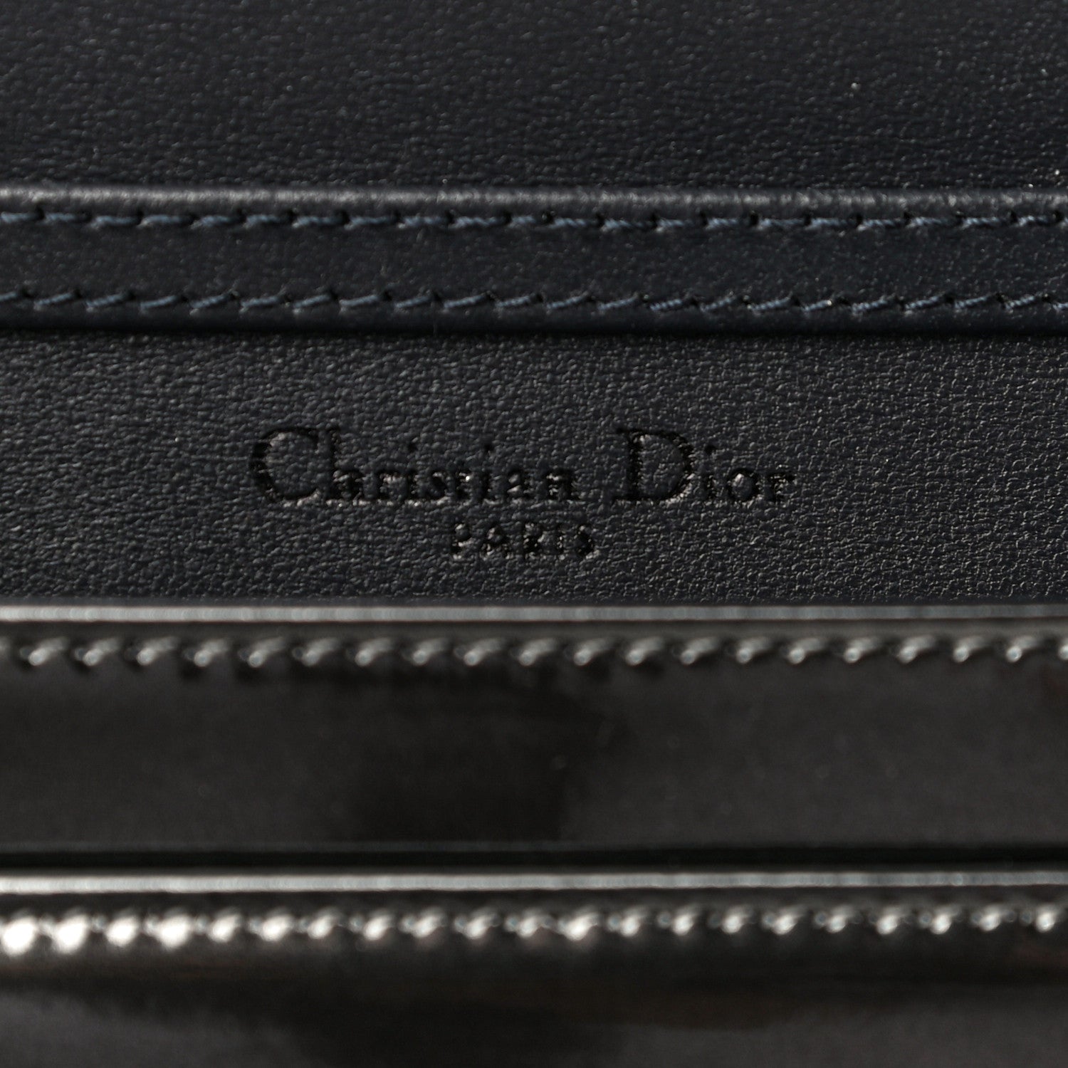 Christian Dior Metallic Patent Micro-Cannage Diorama Wallet on Chain Pouch Onyx Black 6 of 13