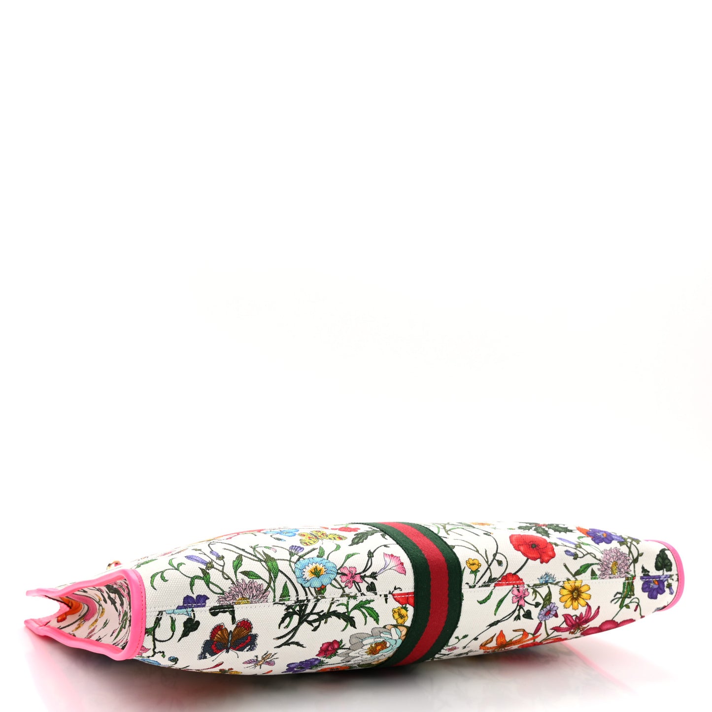 Canvas Flora Large Rajah Chain Tote White Multicolor Fuxia Fluo