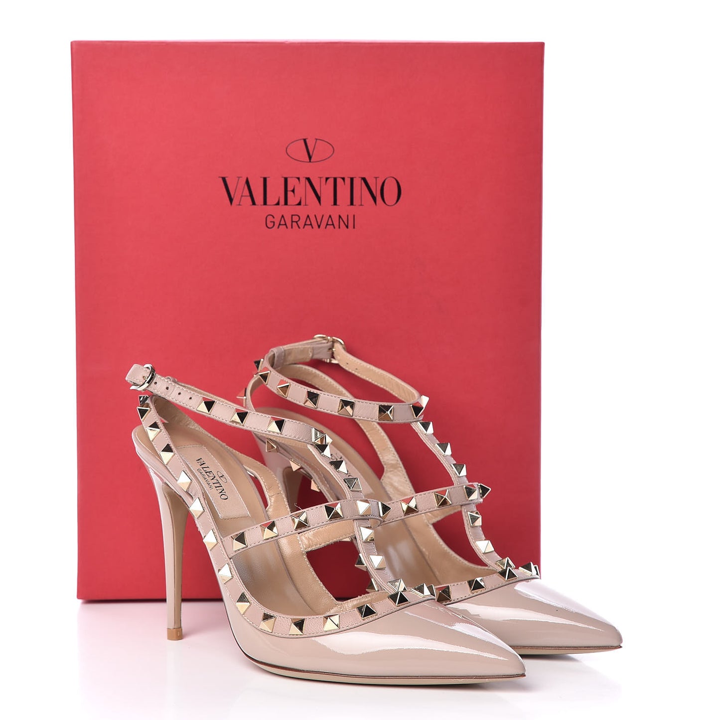Patent Rockstud Ankle Strap Pumps 38.5 Poudre