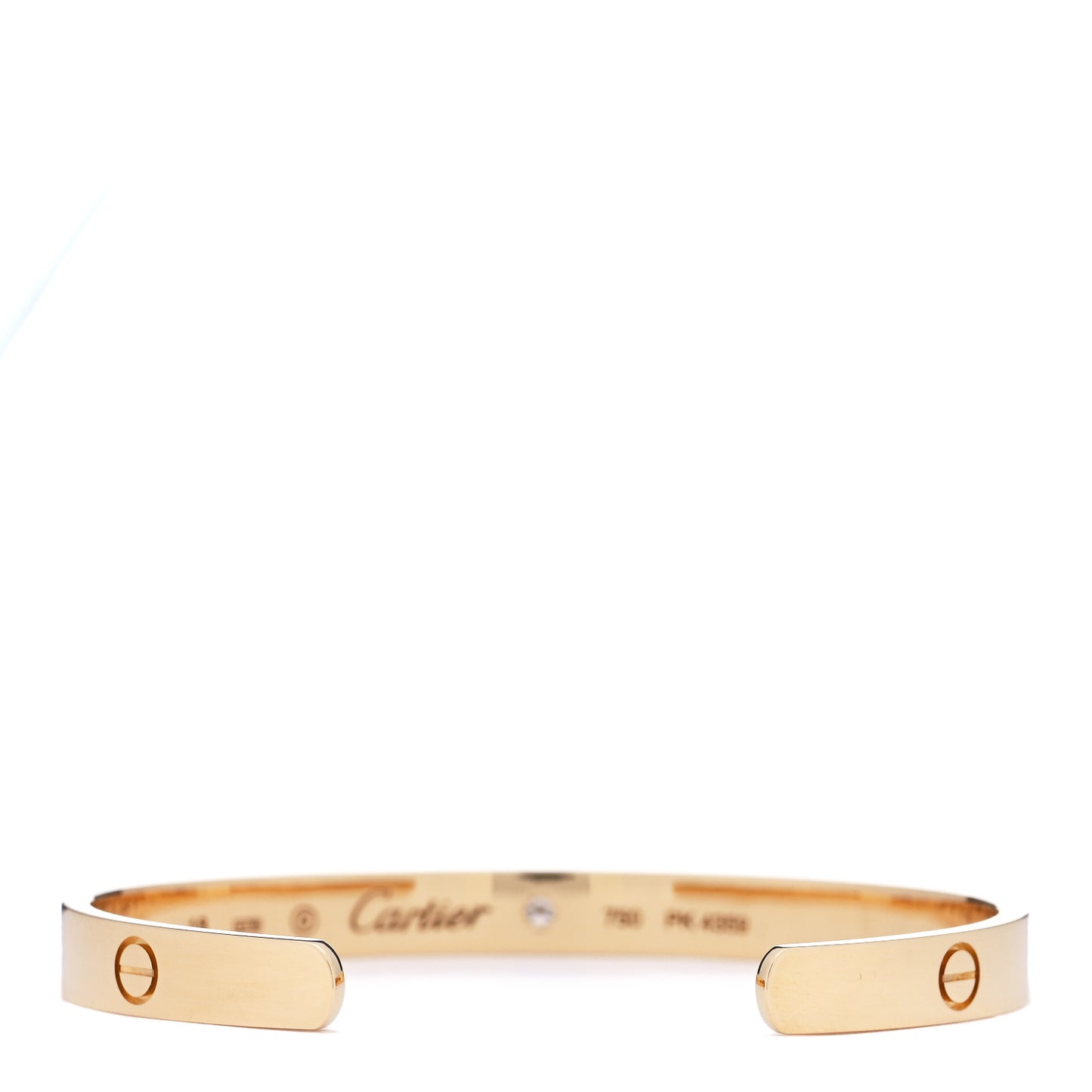 18K Yellow Gold 1 Diamond LOVE Cuff Bracelet 18