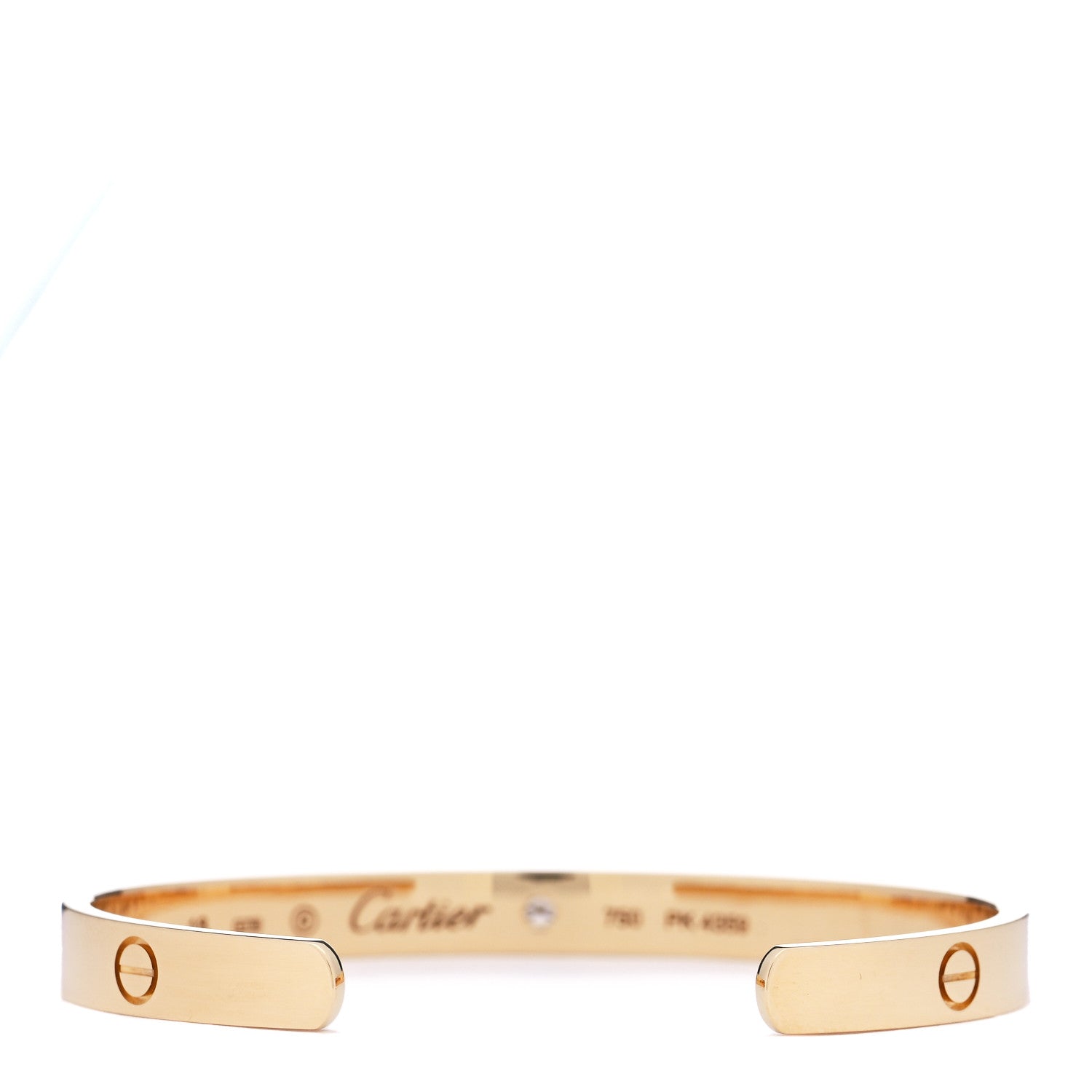 Cartier 18K Yellow Gold 1 Diamond LOVE Cuff Bracelet 18 2 of 3