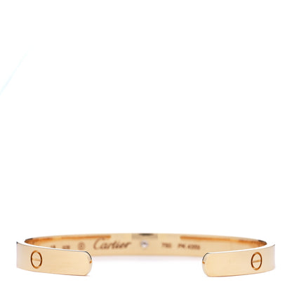Cartier 18K Yellow Gold 1 Diamond LOVE Cuff Bracelet 18 2 of 3