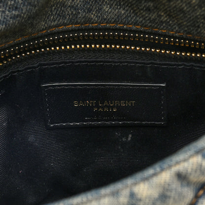 Saint Laurent Denim Quilted Toy Loulou Puffer Monogram Chain Satchel Blue Cinnamon 6 of 9