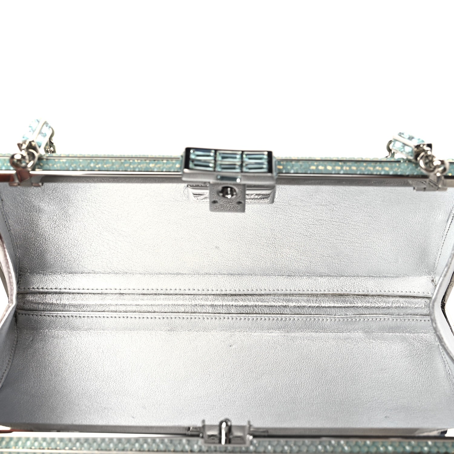 Judith Leiber Swarovski Crystal Minaudiere Clutch Aquamarine 5 of 11