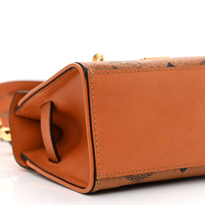 MCM Visetos X-Mini Heritage Top Handle Satchel Cognac 11 of 13