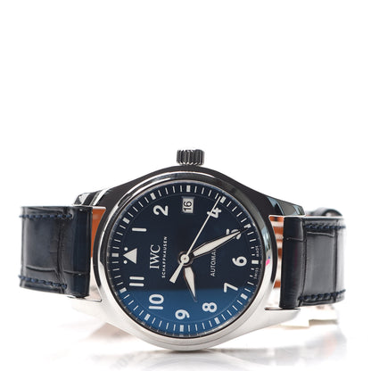 IWC Stainless Steel Alligator 36mm Pilot Automatic Watch Blue IW324008 2 of 8