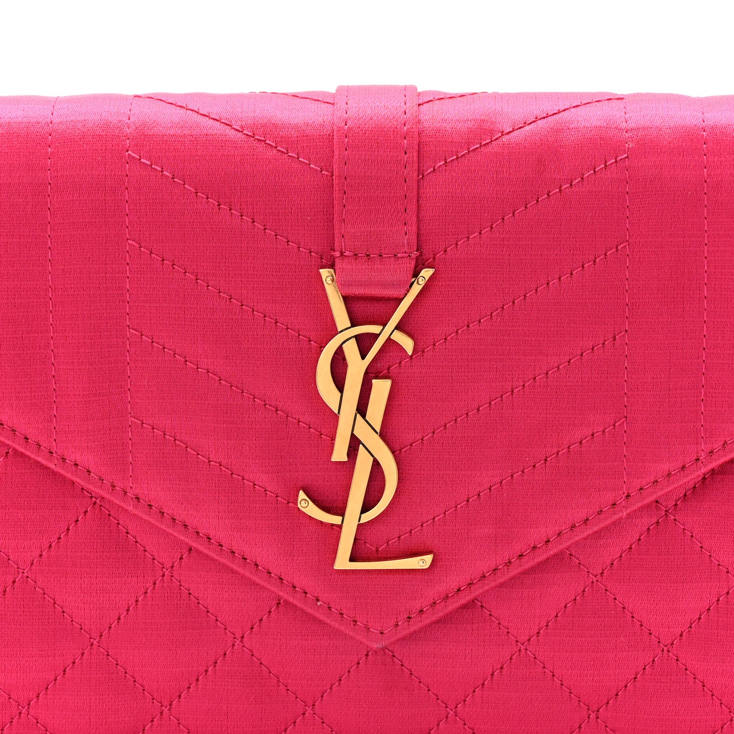 Satin Mixed Matelasse Triquilt Monogram Chain Wallet Guava