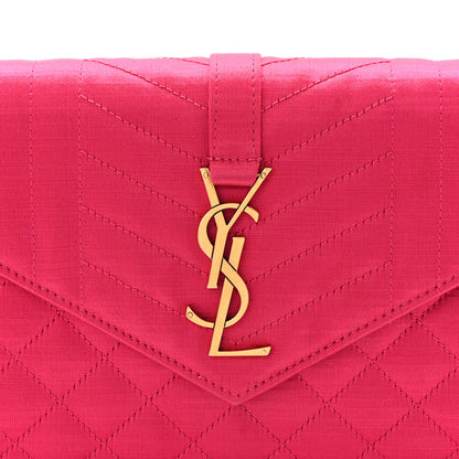 Saint Laurent Satin Mixed Matelasse Triquilt Monogram Chain Wallet Guava 7 of 10