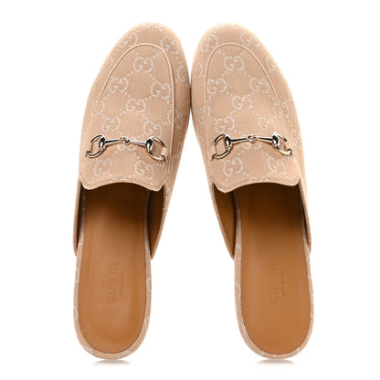 Gucci Summer Denim GG Malaga Kid Womens Princetown Slippers 39.5 Souffle Rose 2 of 9