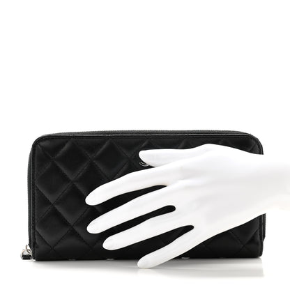 Chanel Lambskin Quilted Large Gusset Zip Around Wallet Black 2 of 13