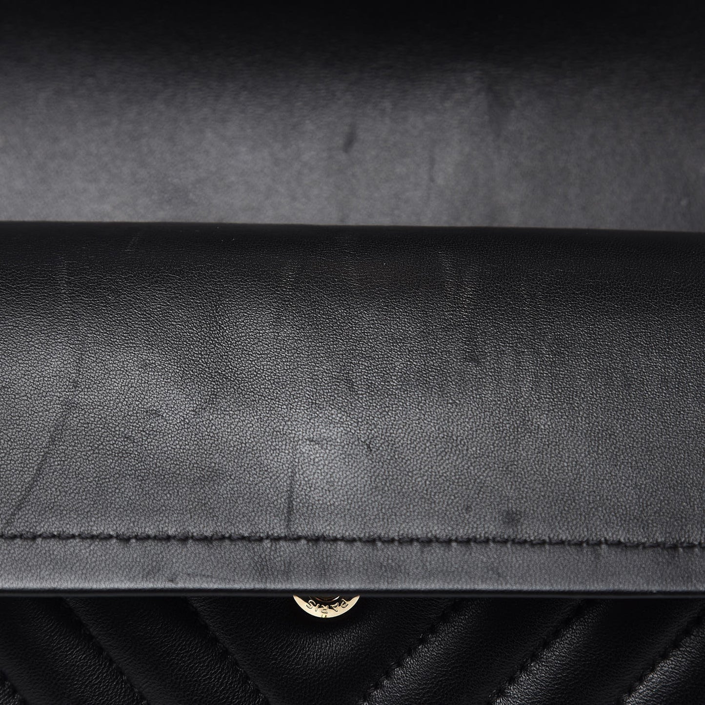 Lambskin Chevron Quilted Medium Double Flap Black