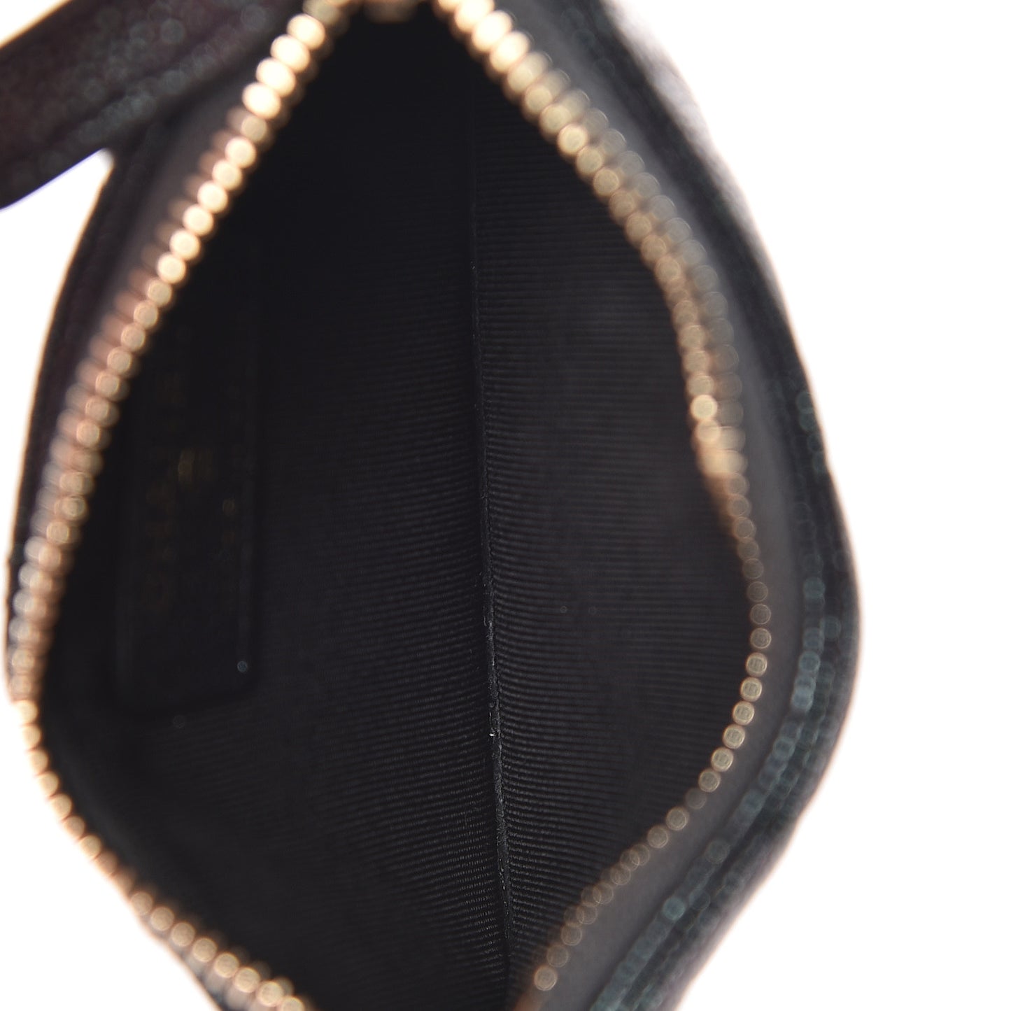 Iridescent Caviar Quilted Flap Zip Card Holder Black