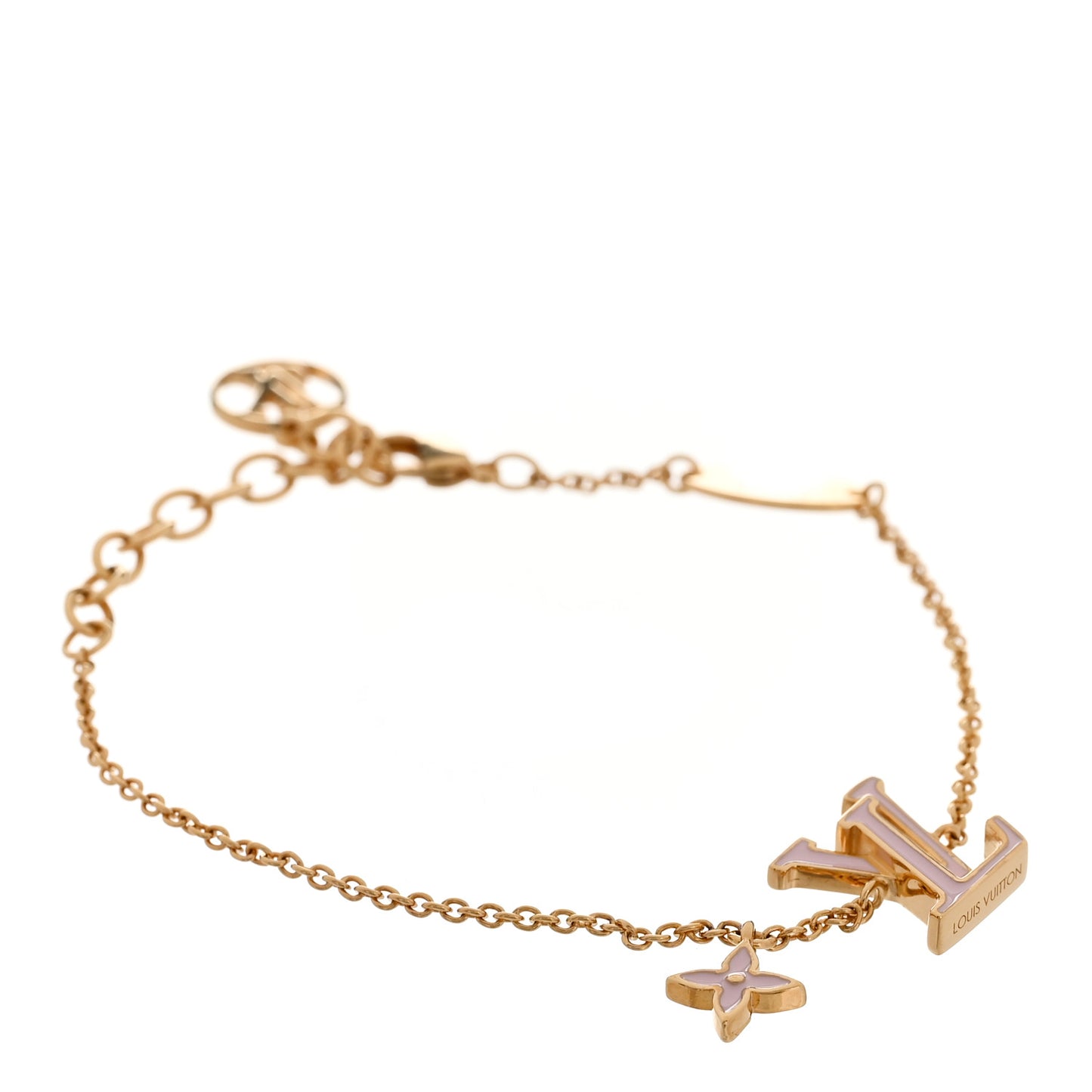 Metal Enamel LV Iconic Bracelet Gold Light Pink