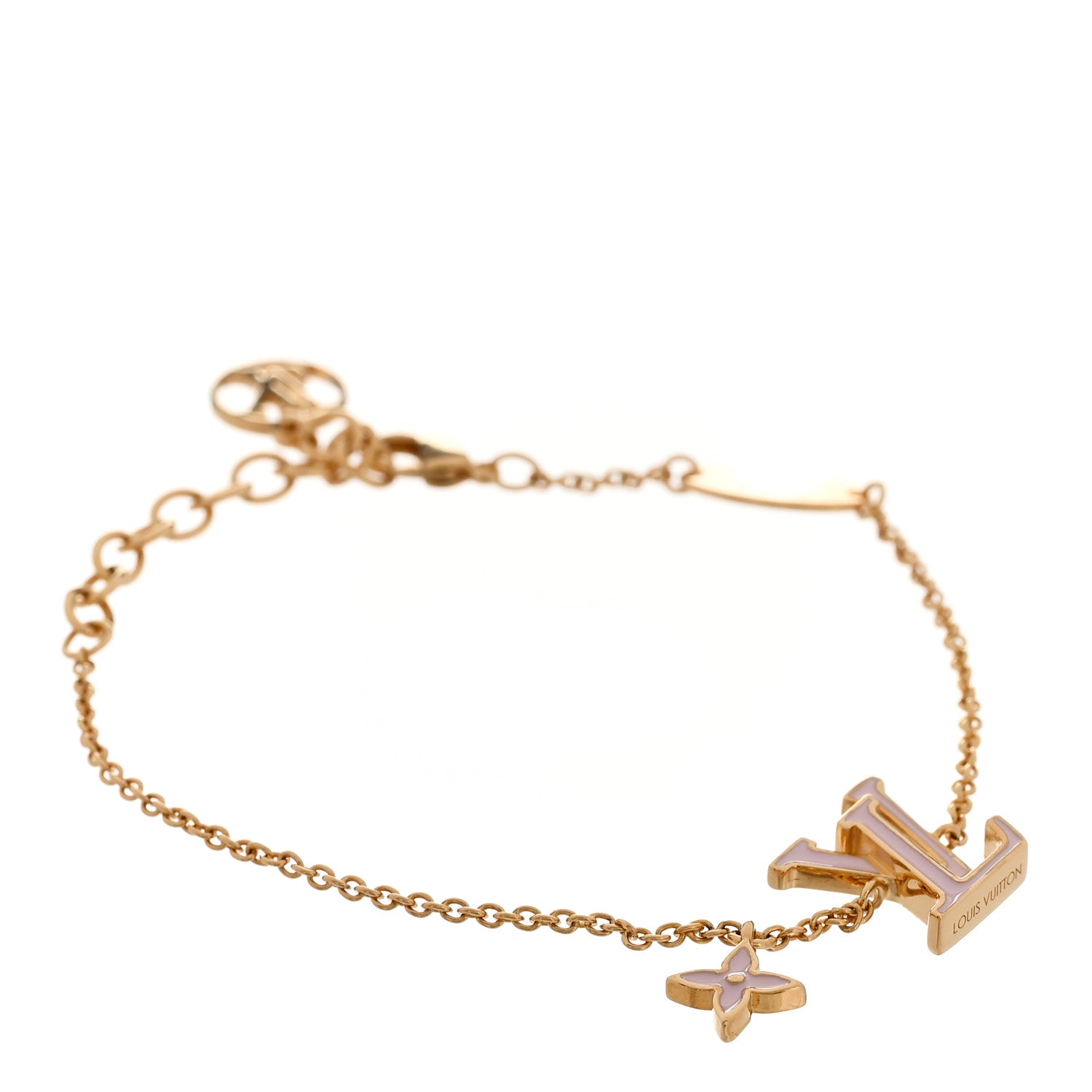 Louis Vuitton Metal Enamel LV Iconic Bracelet Gold Light Pink 1 of 6