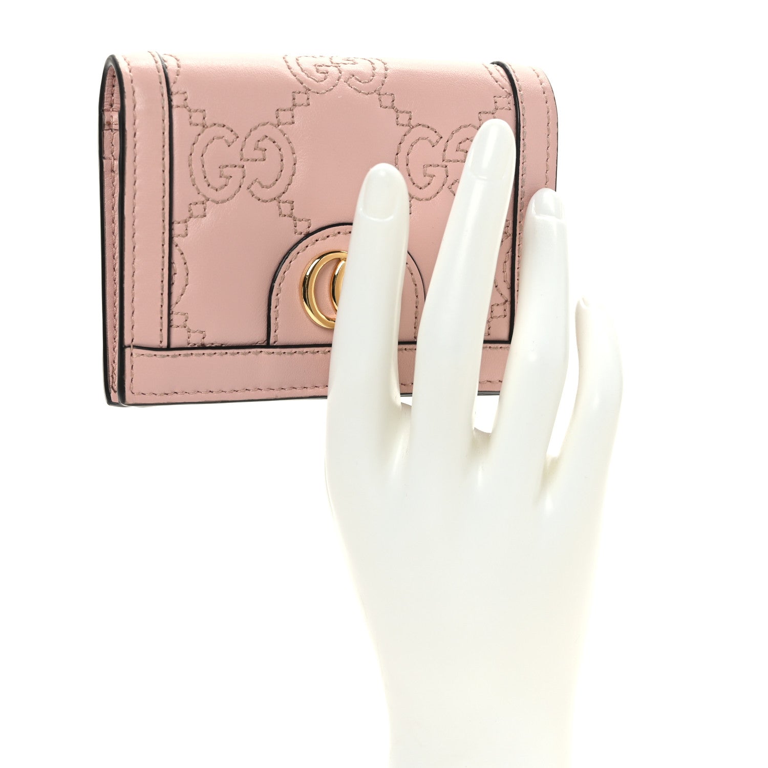 Gucci Calfskin GG Matelasse Card Case Wallet Perfect Pink 2 of 7