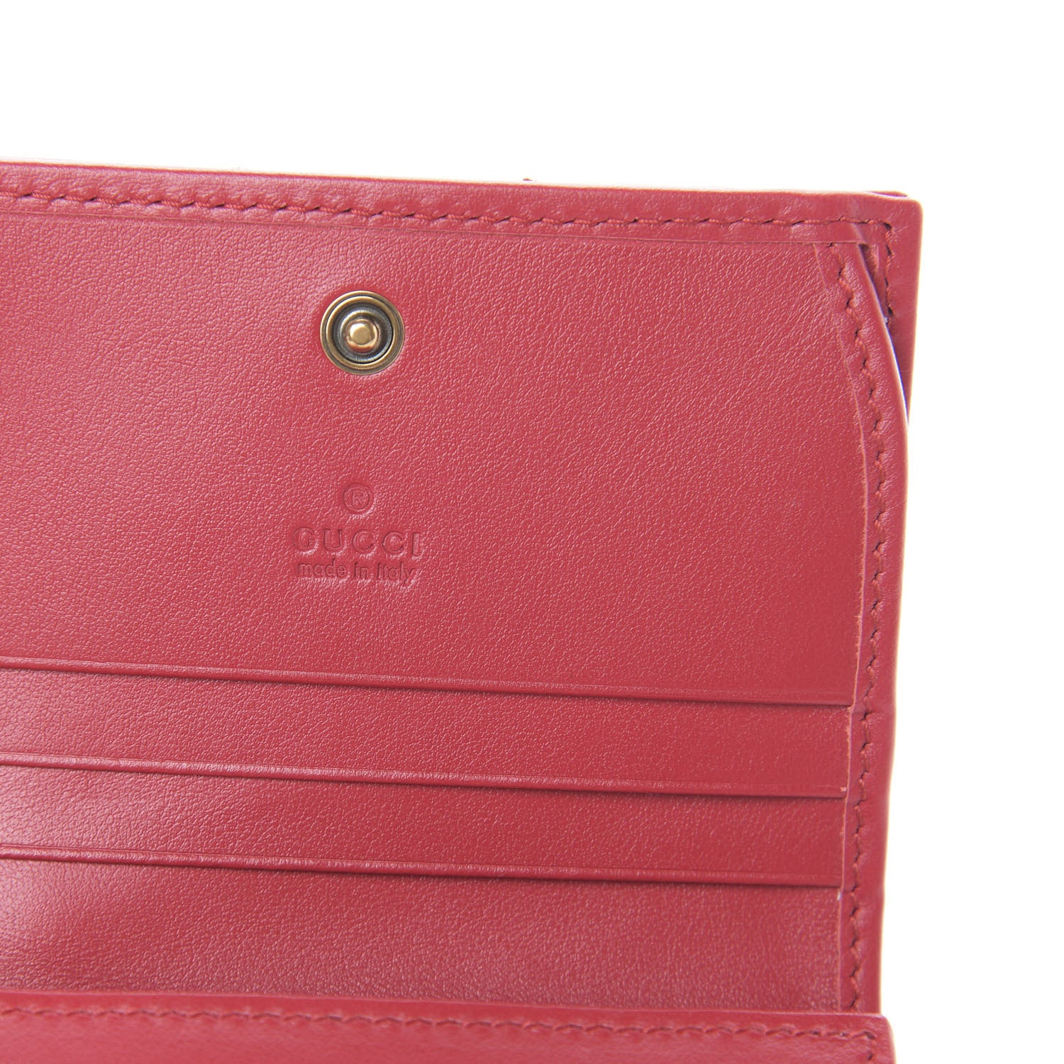 Gucci Calfskin Matelasse GG Marmont Card Case Wallet Hibiscus Red 6 of 8