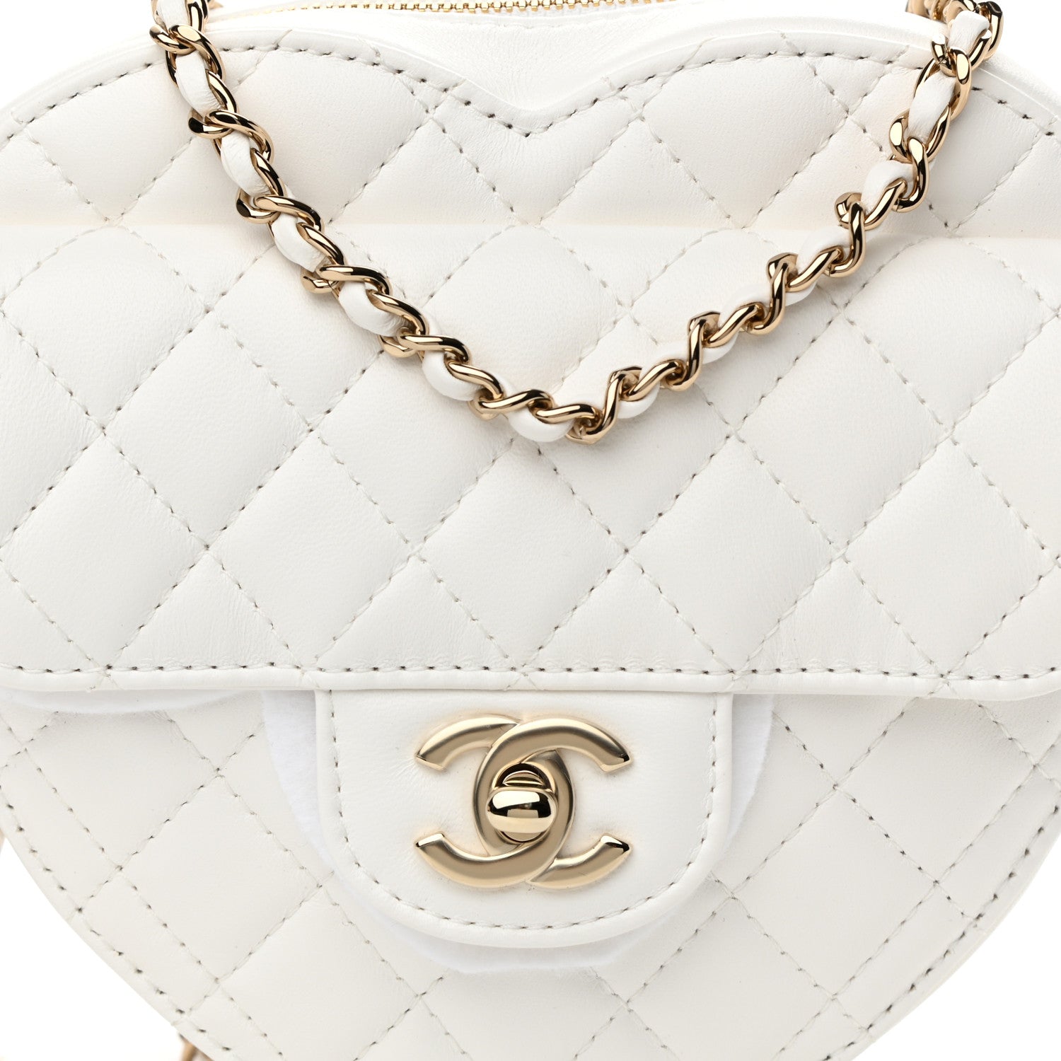 Chanel Lambskin Quilted CC In Love Heart Bag White 8 of 11